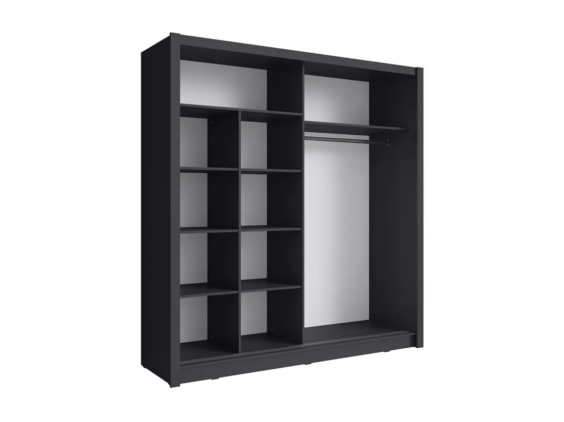 Armoire 2 portes coulissantes avec miroir 155 cm - gris graphite - Collection OZZULA
