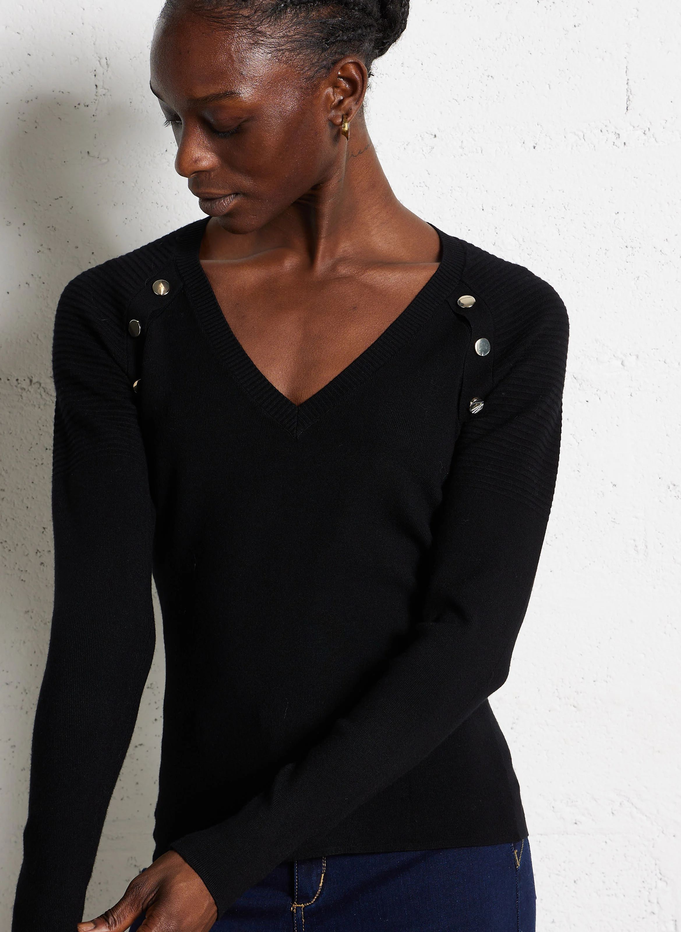 Pull col V| Noir
