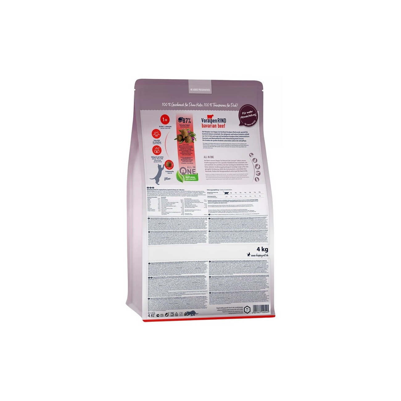 HAPPY CAT Trockenfutter Katze Adult, Sterilised, Voralpen-Rind 1,3 kg