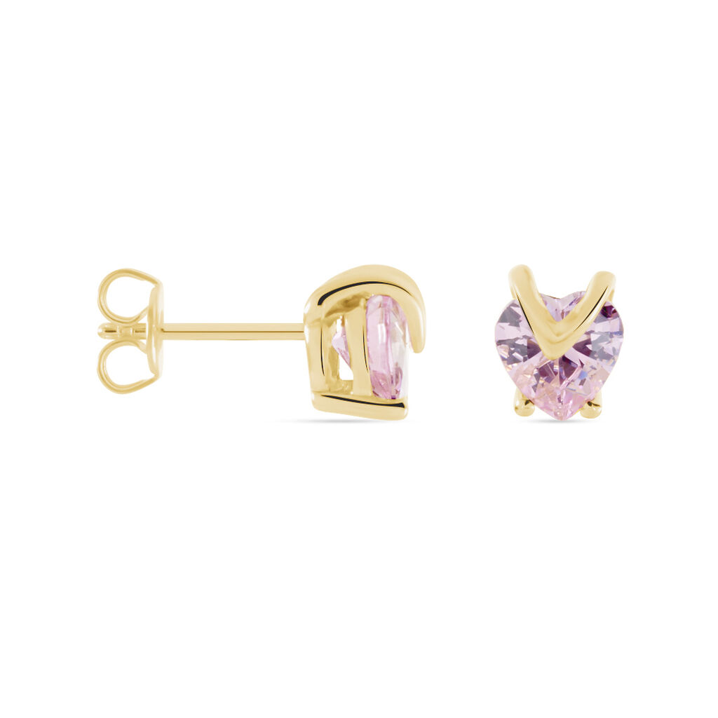 Boucles D'oreilles Puces Abelinia Plaqué Or Jaune Oxyde De Zirconium