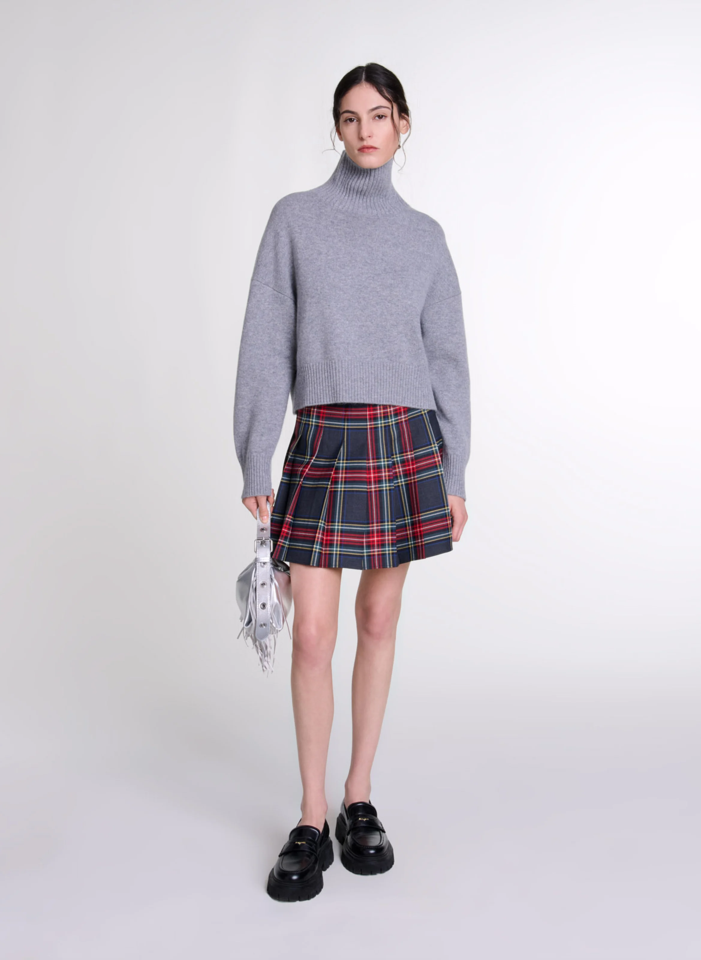 Pull court en cachemire mélangé | Gris