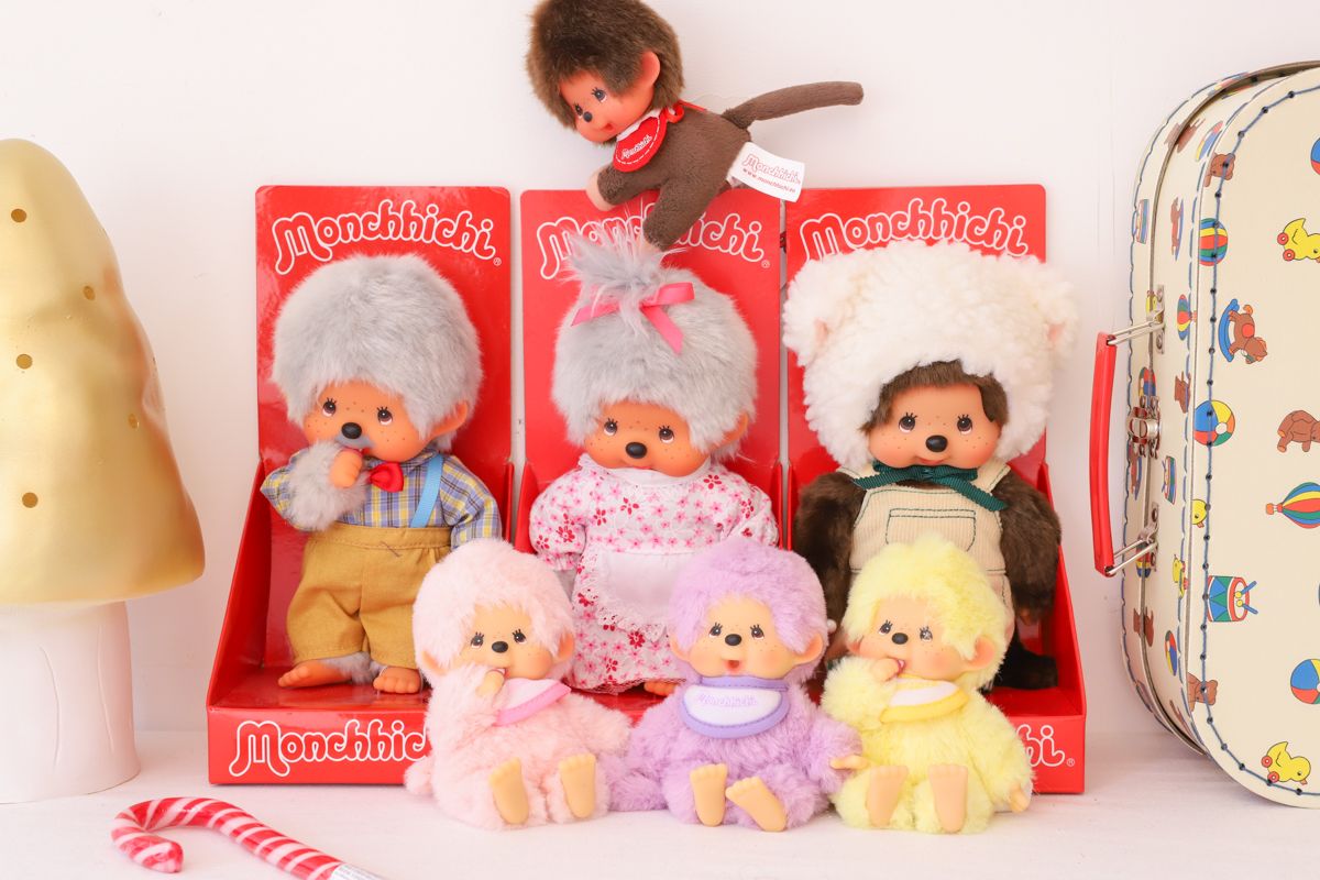 Peluche pince Kiki le singe Monchhichi - Réédition Vintage