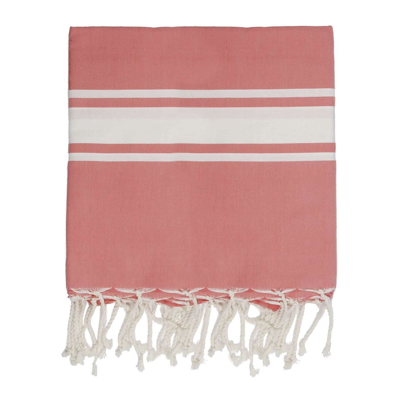 Febronie Fouta Famiglia XXL St Tropez Rayure Classique orange corail - 200x200 cm