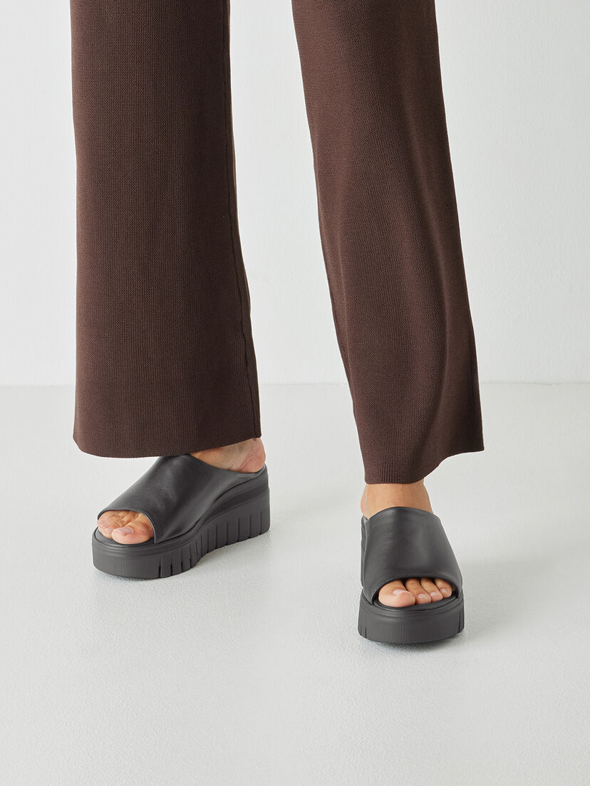 Leren Slipper - zwart