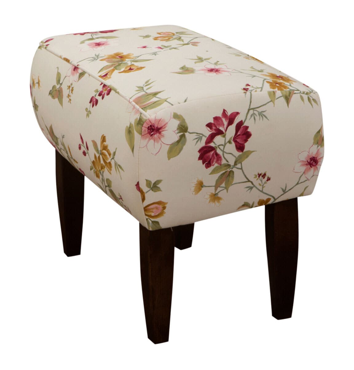 Polsterhocker Emmen Blumenmuster Beige/Rot/Ocker 60x99x73 cm