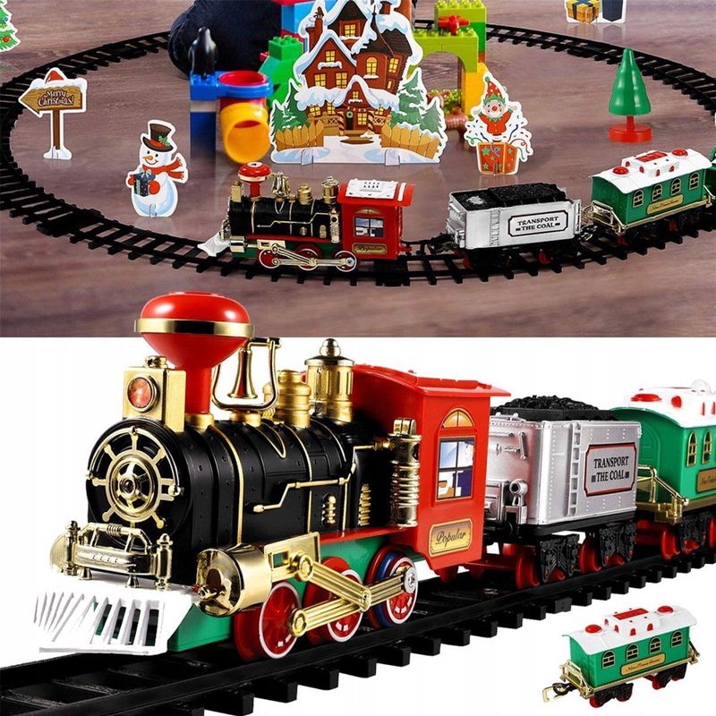 Kersttreinspeelgoedset: rond de kerstboom, inclusief wagon en rails