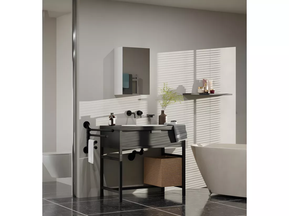 TONNI - Armoire de toilette murale 1 porte - Meuble SDB avec miroir - Dimensions 40x22x60 cm - Rangement Salle de bain