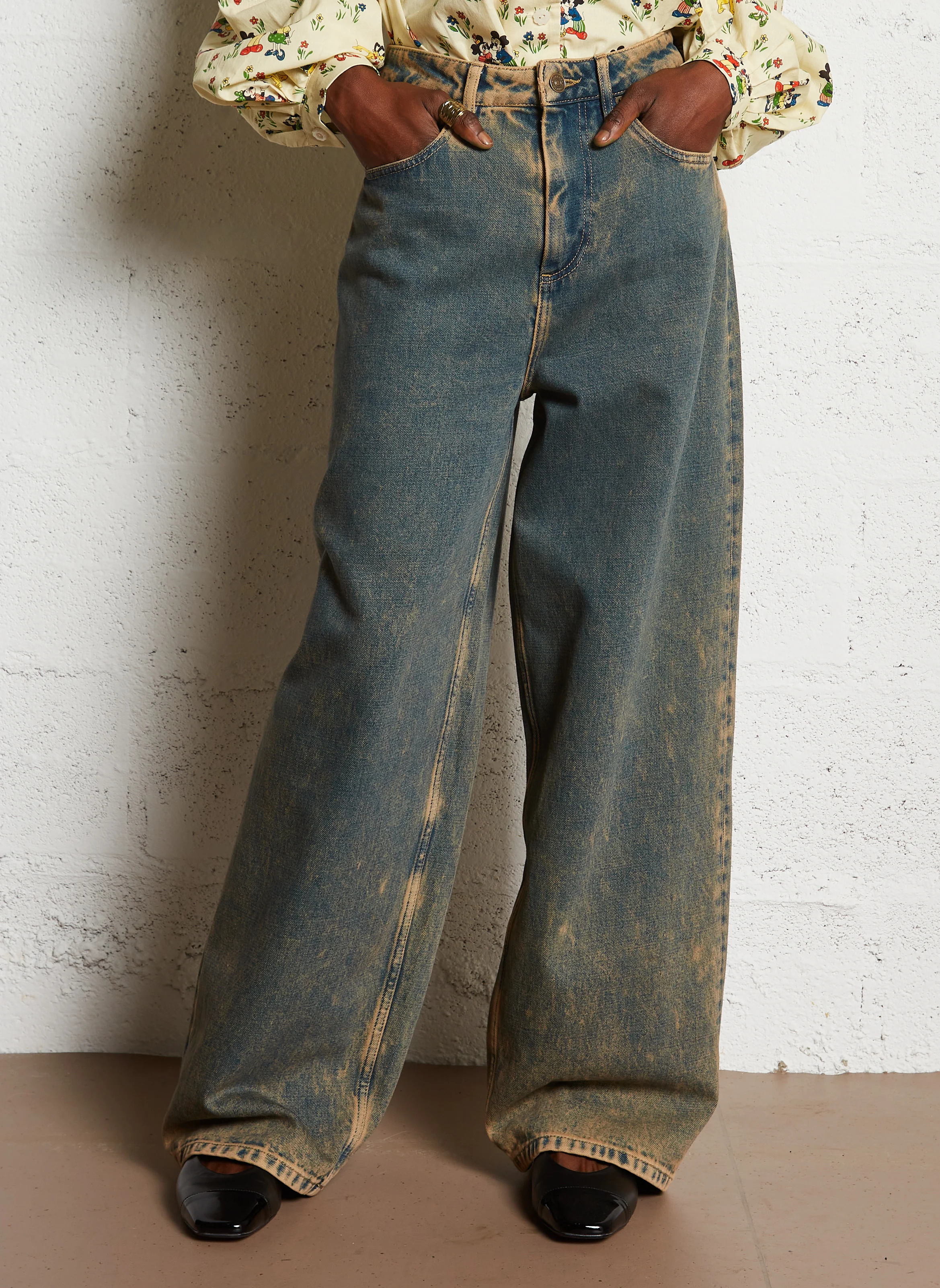 OTTAWA - Jean large taille haute en coton | Bleu
