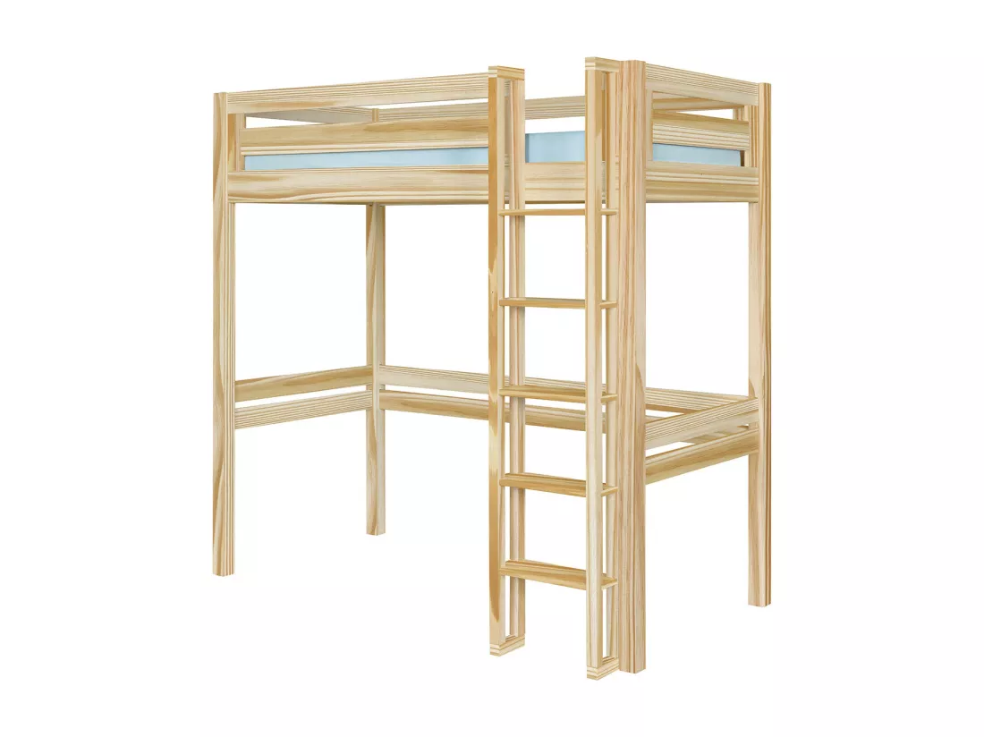 Lit mezzanine 2 places 120x190 cm bois massif bois naturel DORSÉ