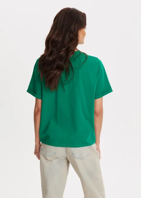 T-shirt met opgerolde mouwen groen (GRN.D)