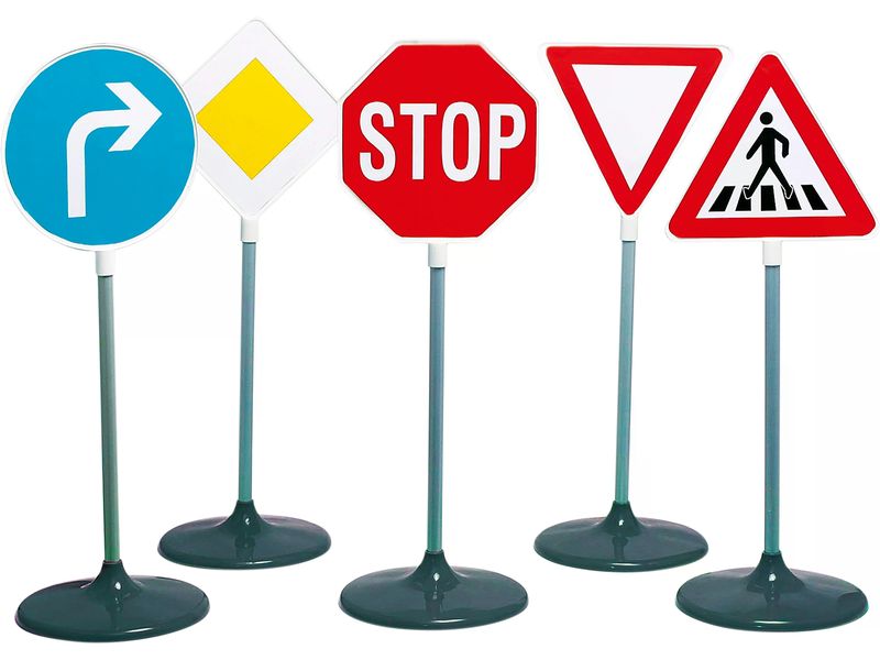 Klein-Toys Strassenverkehr Verkehrsschilder-Set 5-teilig Übungszeichen für Verkehrserziehung
