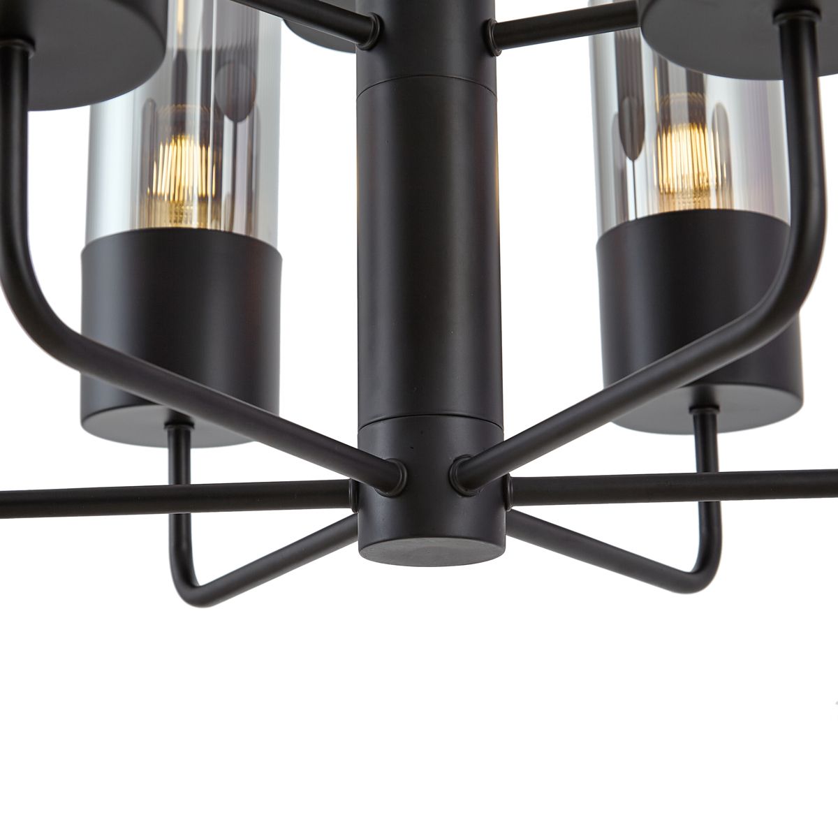 Moderne kroonluchter zwart met smoke glas 9-lichts - Laura