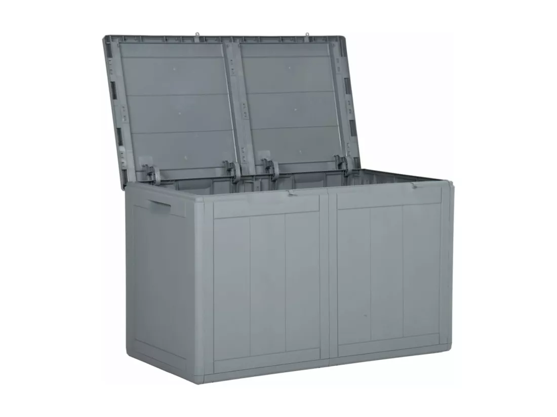 Boîte de rangement de jardin 180 L Gris PP Rotin