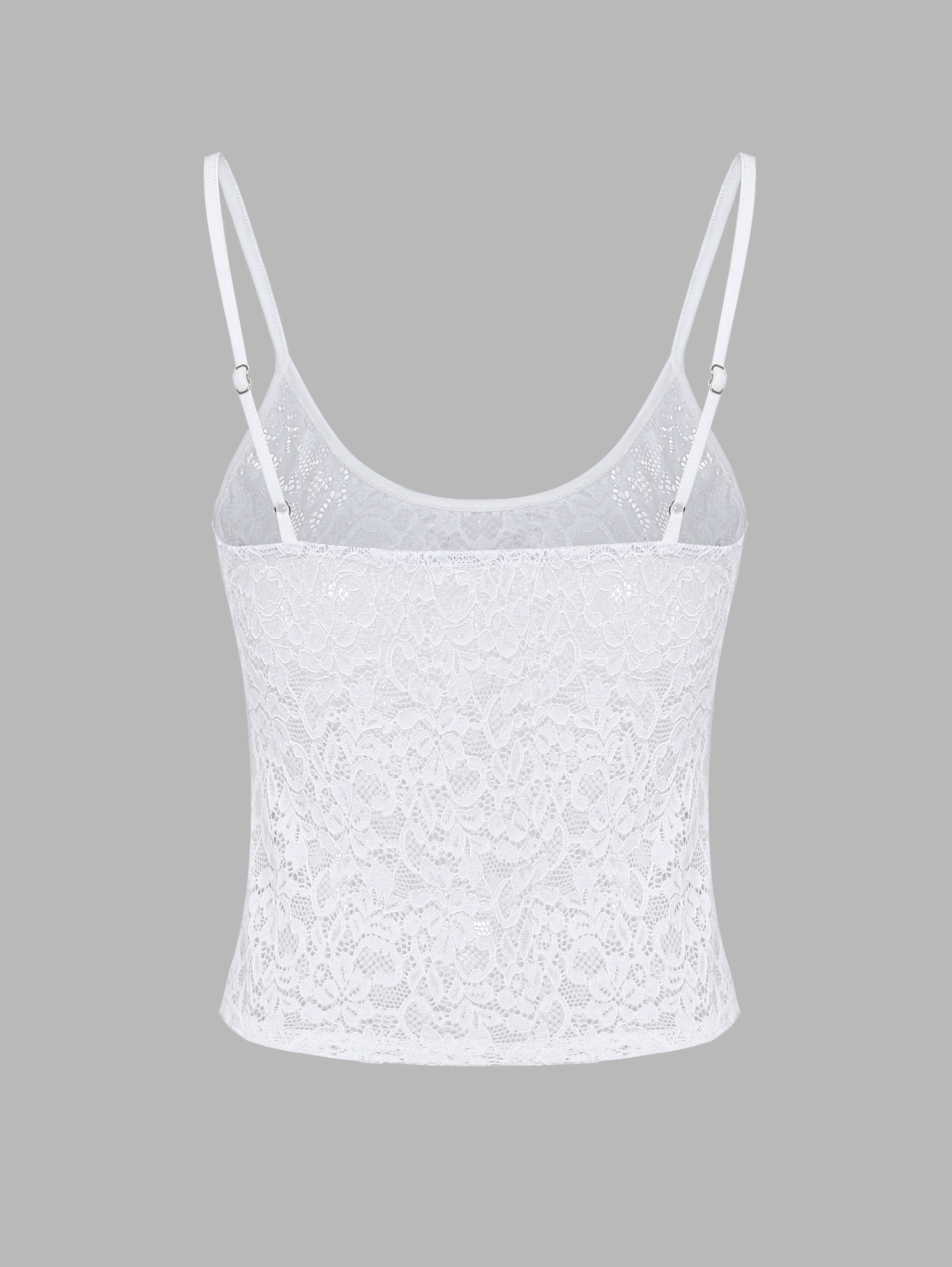 Débardeur à col scoop en dentelle blanc
