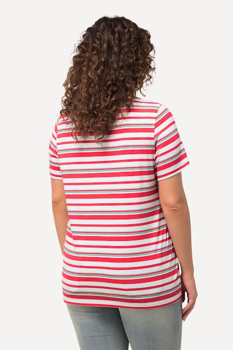 Shirt, Ringel, Classic, V-Ausschnitt, Halbarm