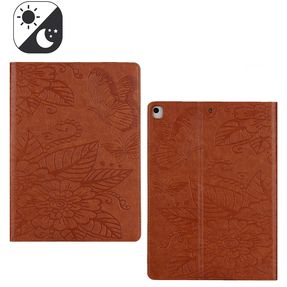 iPad 9.7 (2018/2017) / iPad Pro 9.7 / iPad Air 2 / iPad Air Leder Tasche Flip Cover Blumen Mandala Imprint - Braun