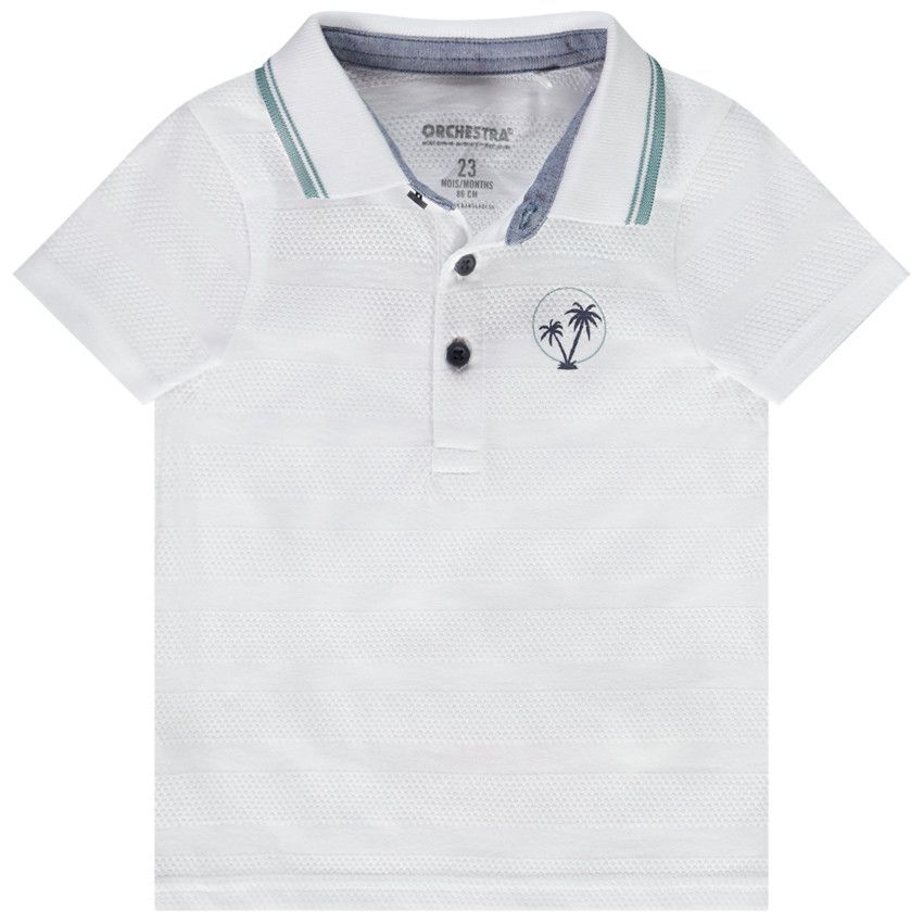 Polo manches courtes print fantaisie pour bébé garçon - Blanc