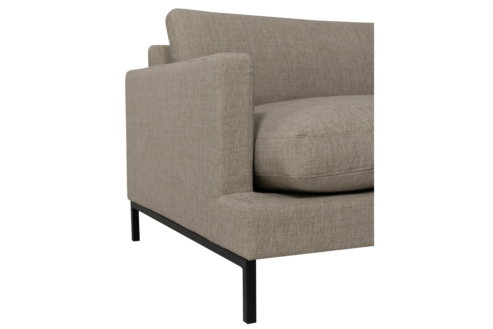 William 3-seter med XL sjeselong høyre Tekstil Oslo beige med sortlakkert ramme