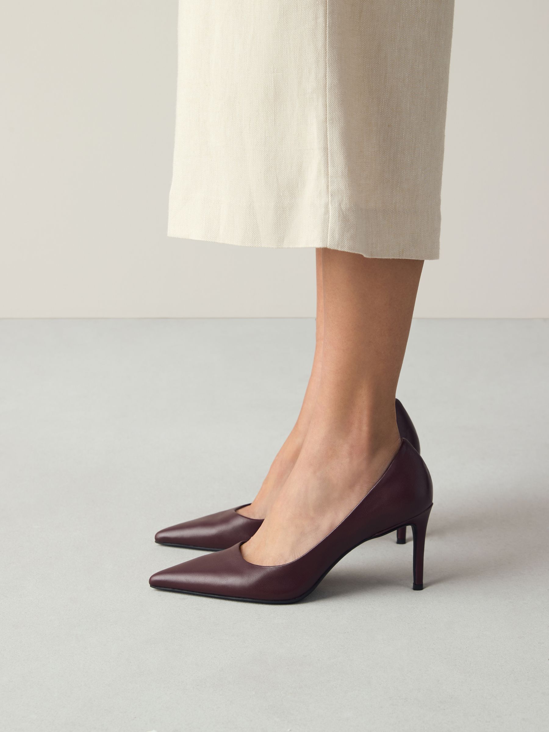 Bordeauxrood - Leren mid-court pumps