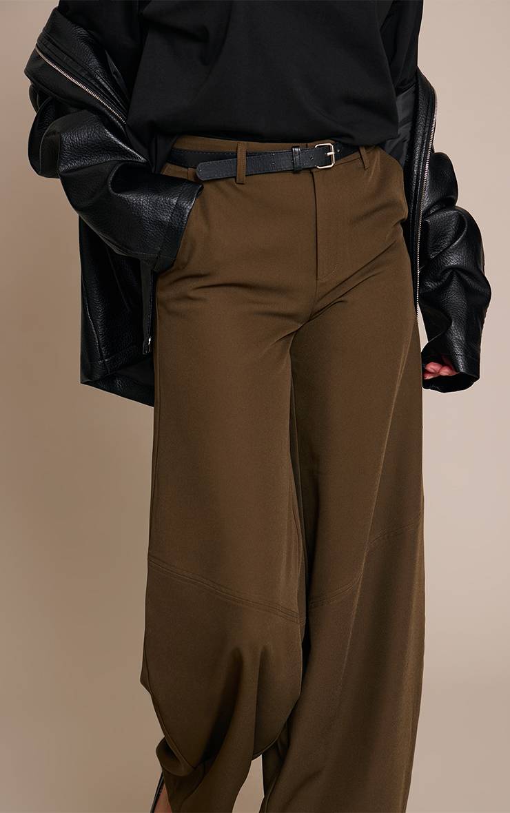 Dark Khaki Pantalon Ballon Tissé À Détails De Coutures