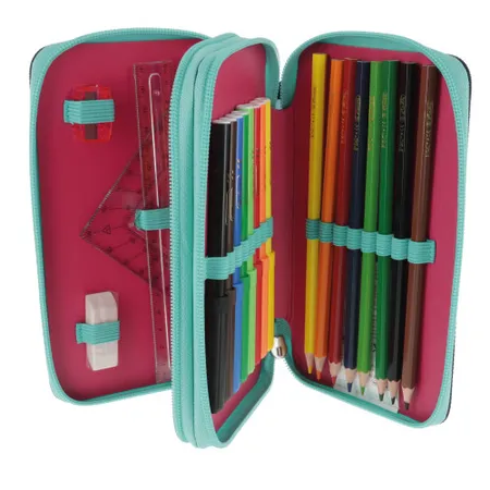 Herlitz Doppel Etui Pink Stars, 23-teilig