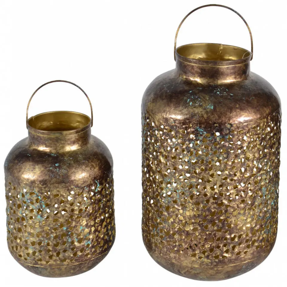 Lesi Living Lantaarn/windlicht - Oosters - metaal - 20 x 32 cm
