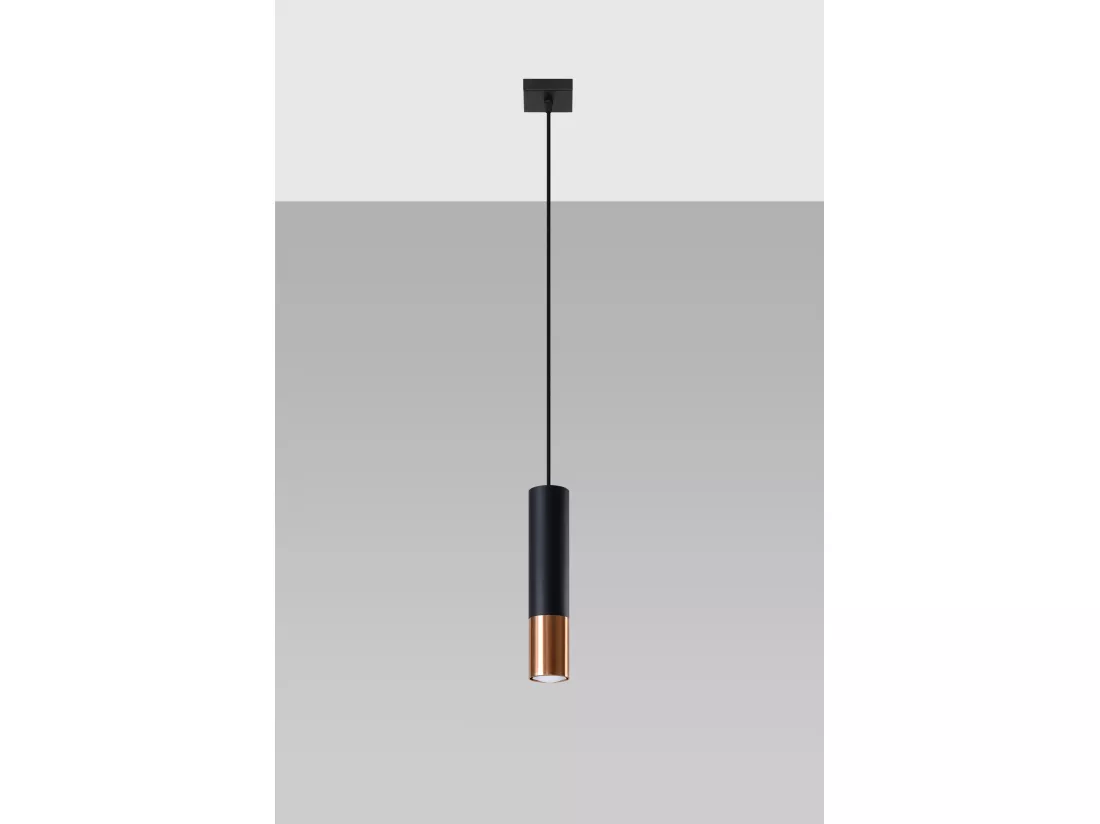 Sollux LOOPEZ Lampe à Suspension Slim 8cm Noir, Cuivre GU10
