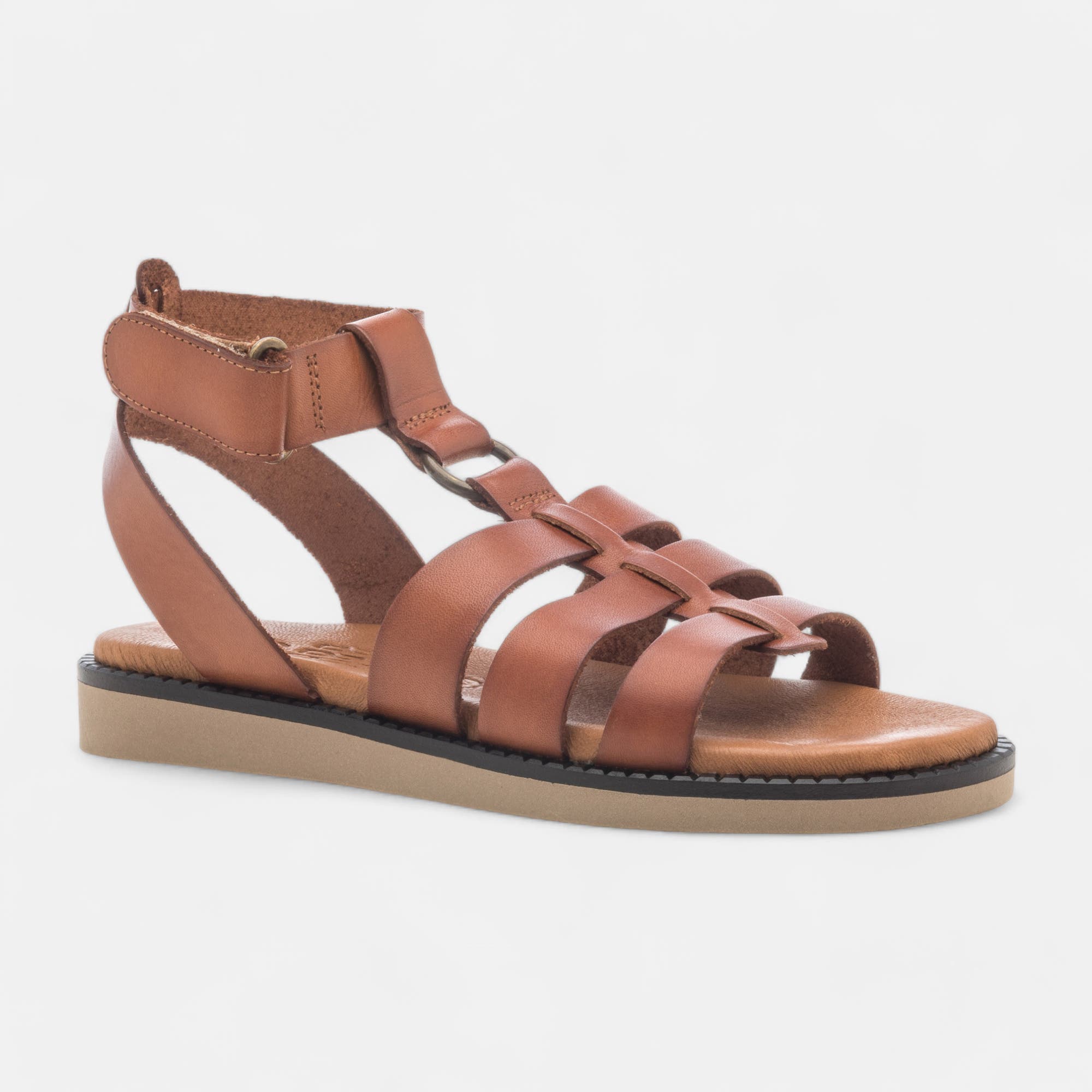 Sandales Femme en cuir cognac