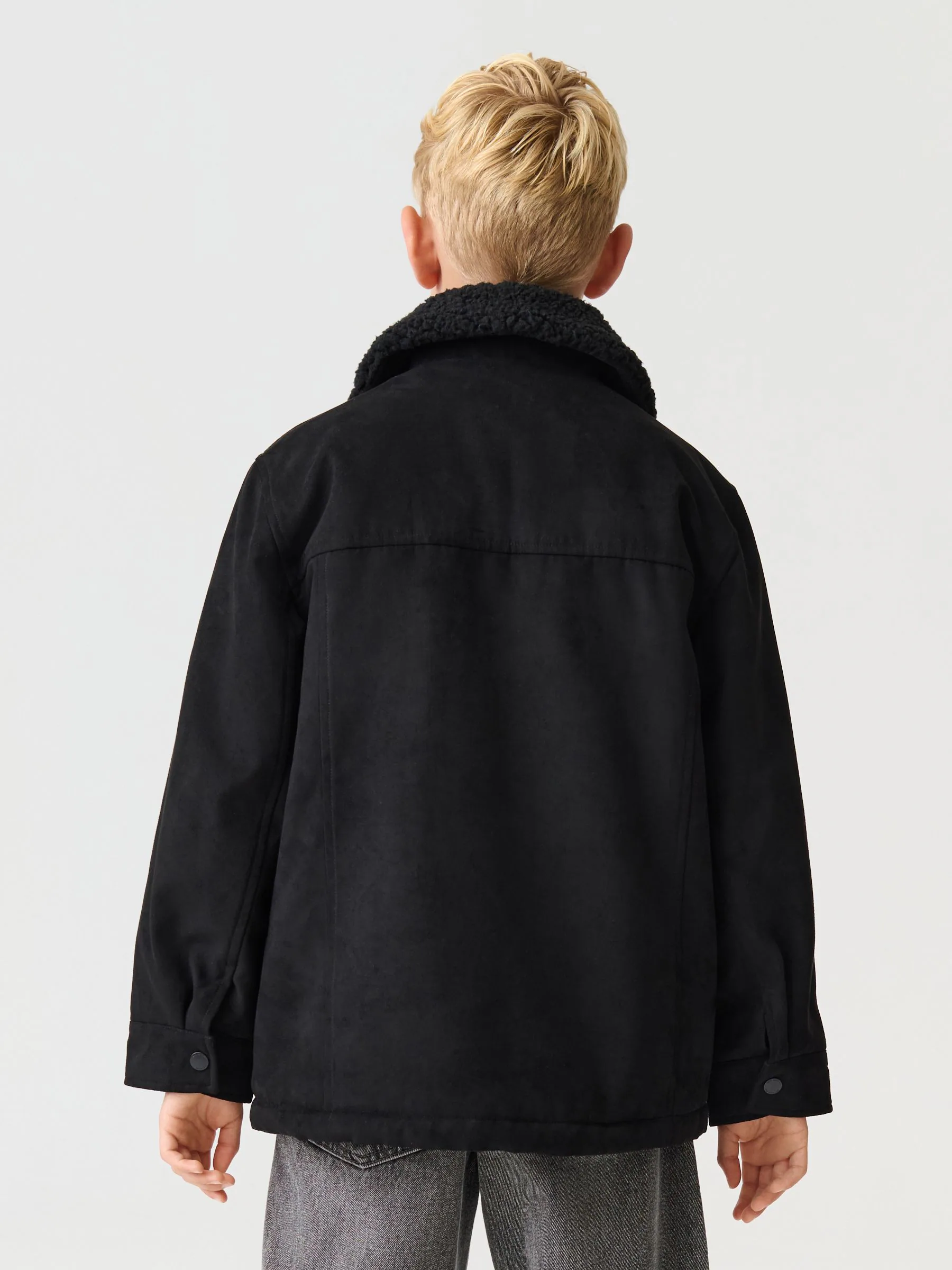 Zwart - Suede Shacket (3-16yrs)