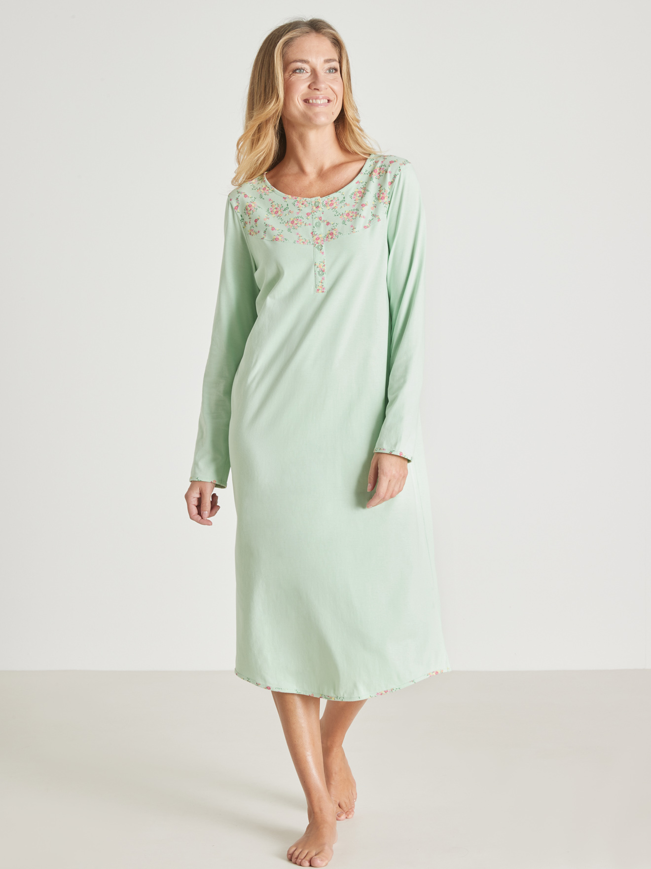 Chemise de nuit longue maille pur coton
