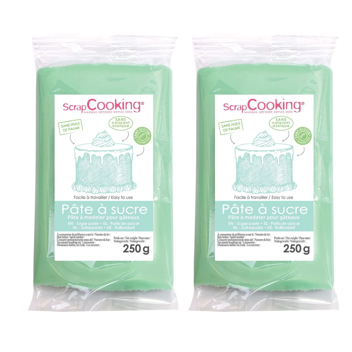Pâte à sucre vert d'eau 500 g Scrapcooking