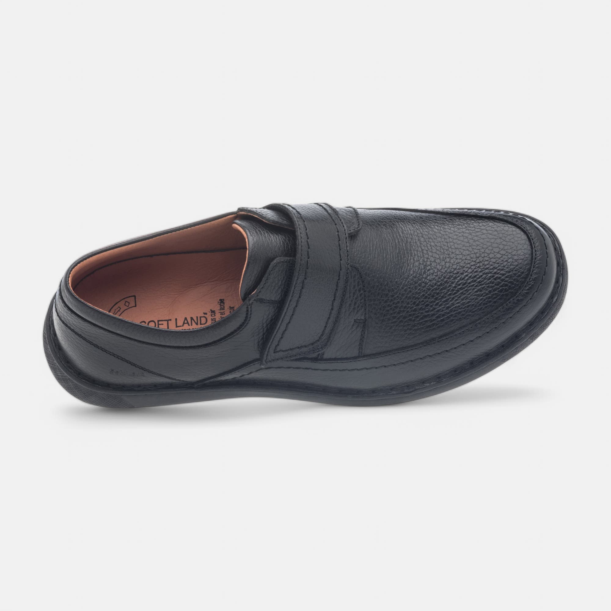 Mocassins pieds sensibles Homme en cuir noir