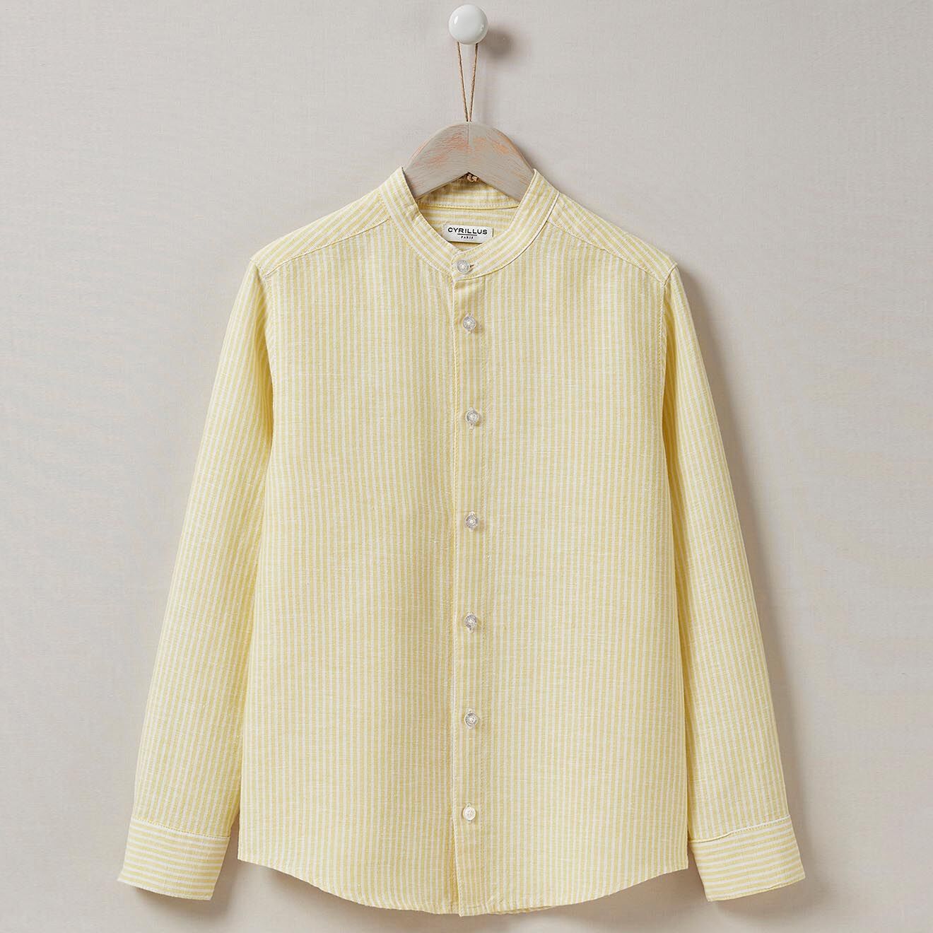 Cyrillus Chemise en Coton & Lin rayée jaune/blanc