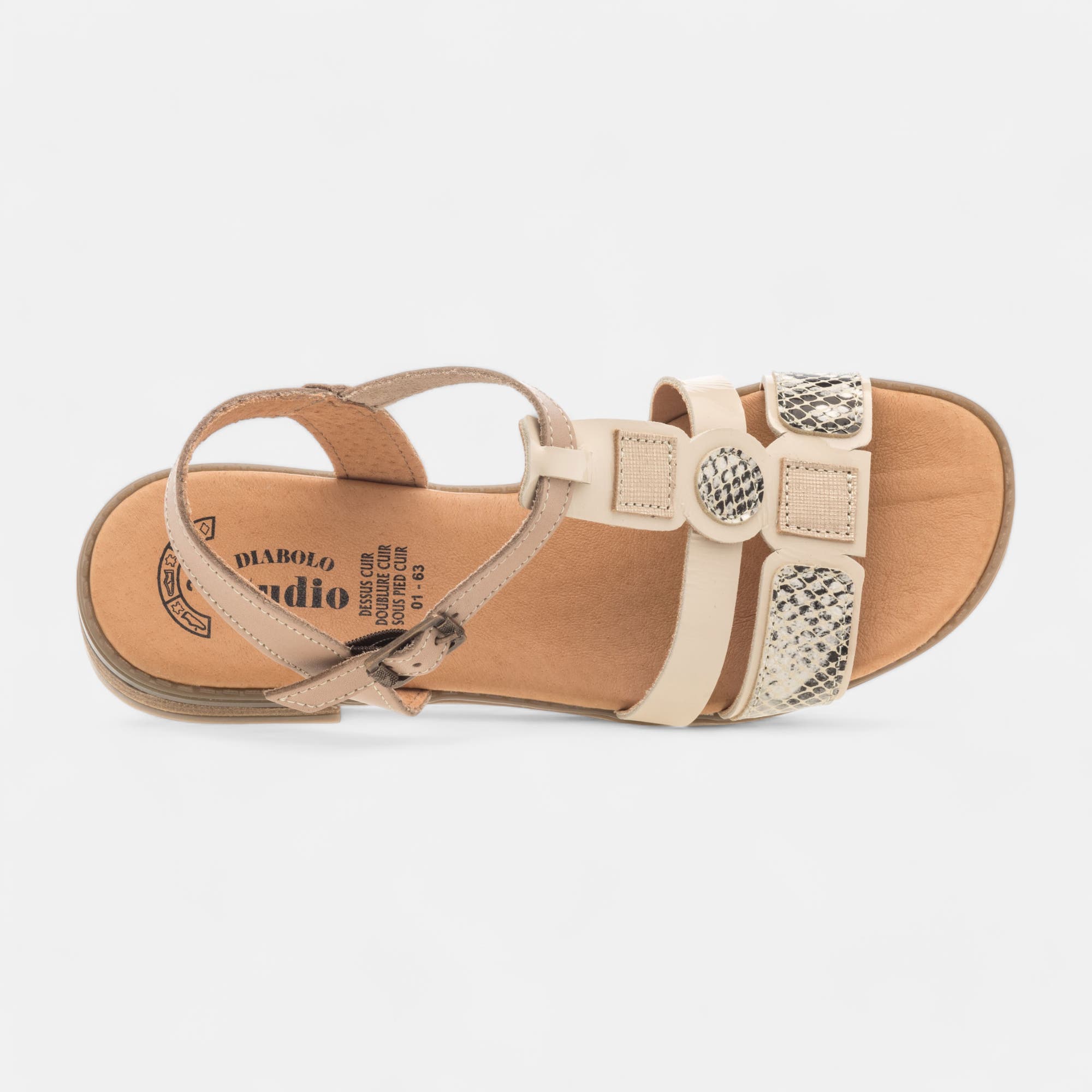 Nu-pieds Femme en cuir beige
