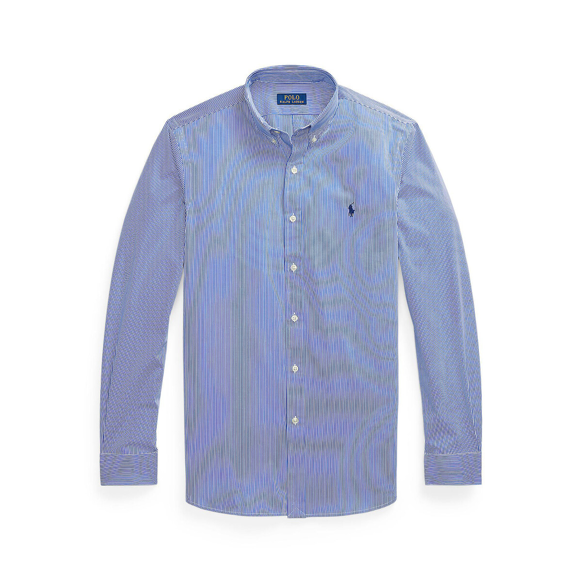 POLO RALPH LAUREN<br>Camisa listrada em popeline elástica, modelagem slim