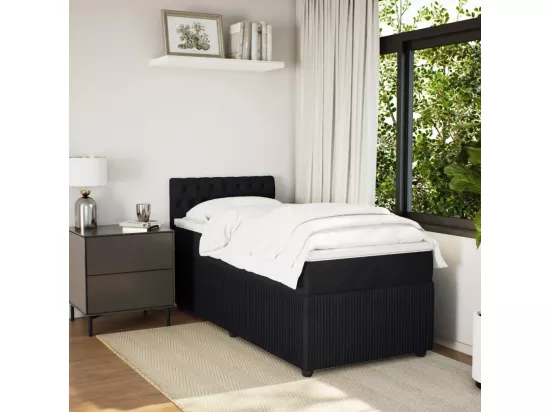 Sommier à lattes de lit avec matelas Noir 90x190 cm Velours