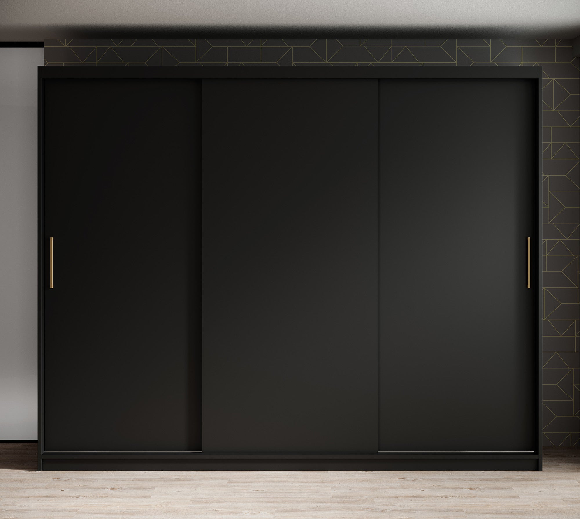 Mandalin - Kledingkast met schuifdeuren - Zwart - 250x62x200 cm