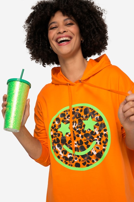 Long-Hoodie, Kapuzensweater, Smiley, Langarm