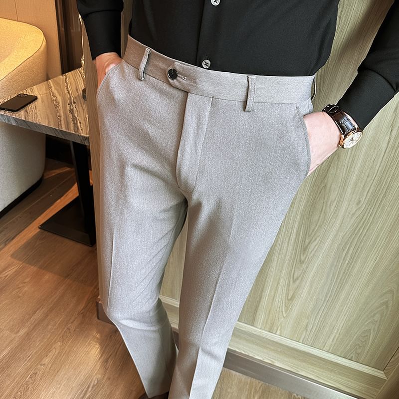 Blueforce - Mid Rise Plain Tapered Dress Pants