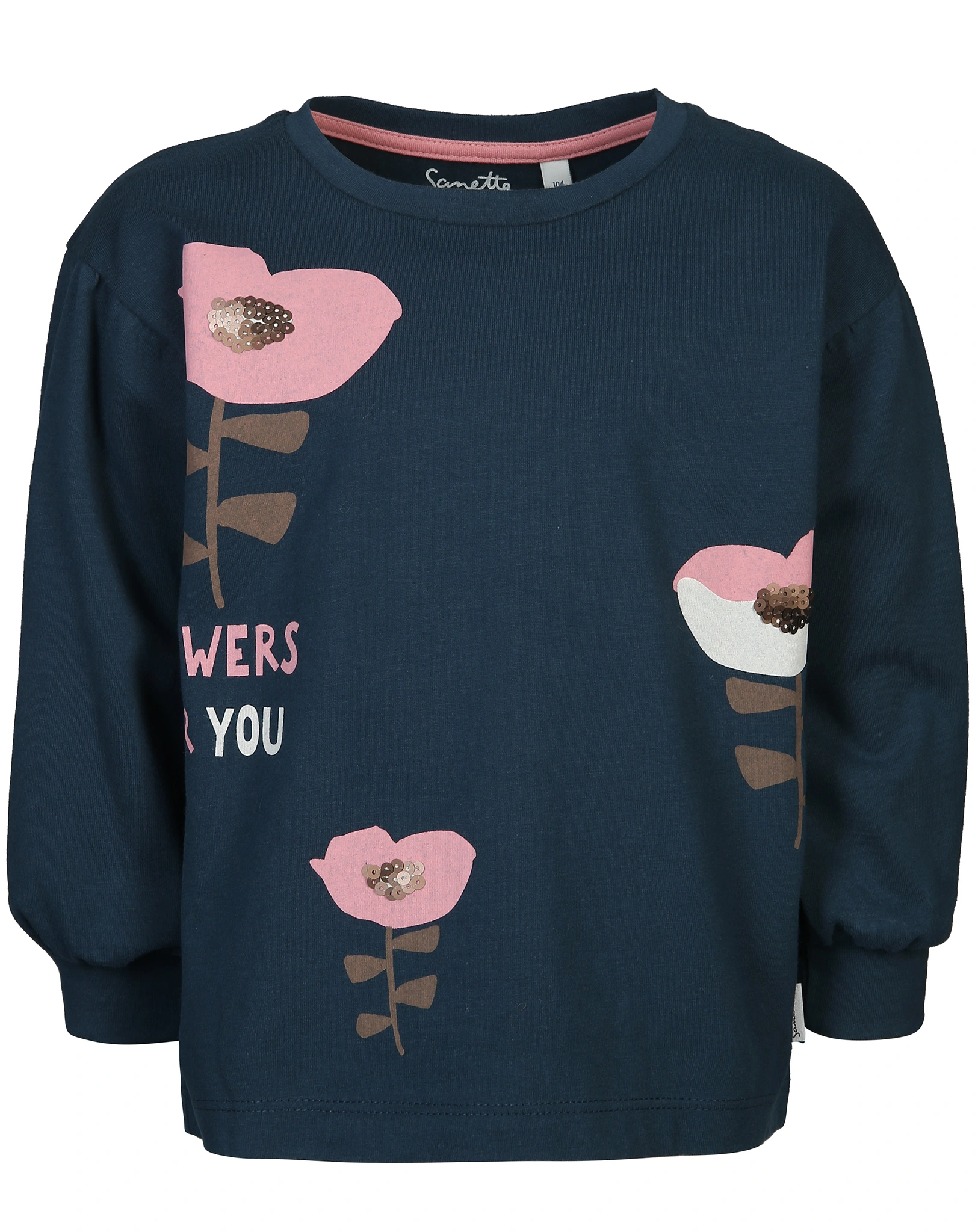 Langarmshirt FLOWERS in dunkelblau