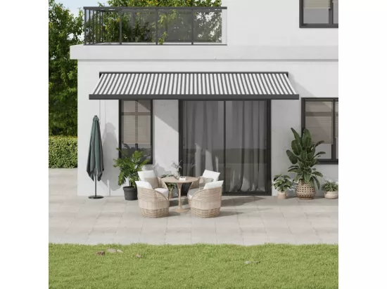 Auvent rétractable anthracite et blanc 5x3 m tissu et aluminium