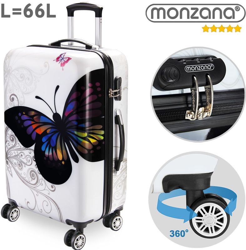 Monzana Hardcase Koffer Vlinder - Large - 66 L 68x43x27cm