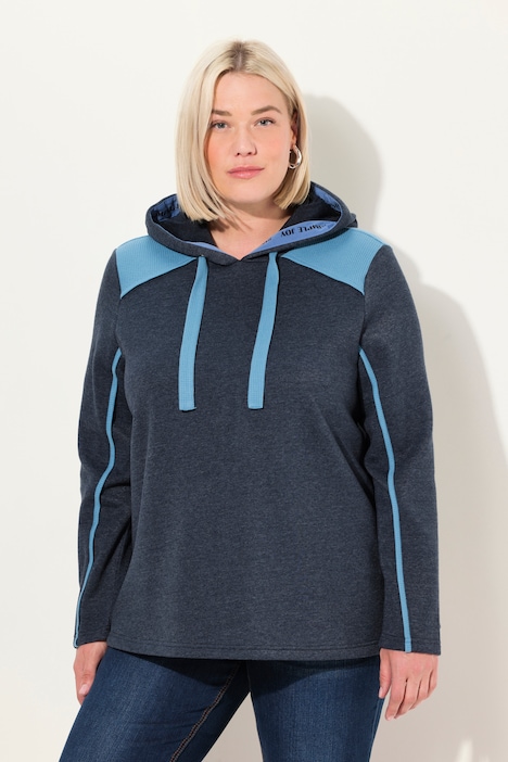 Hoodie, Waffelpikee, A-Linie, Kapuze, Langarm