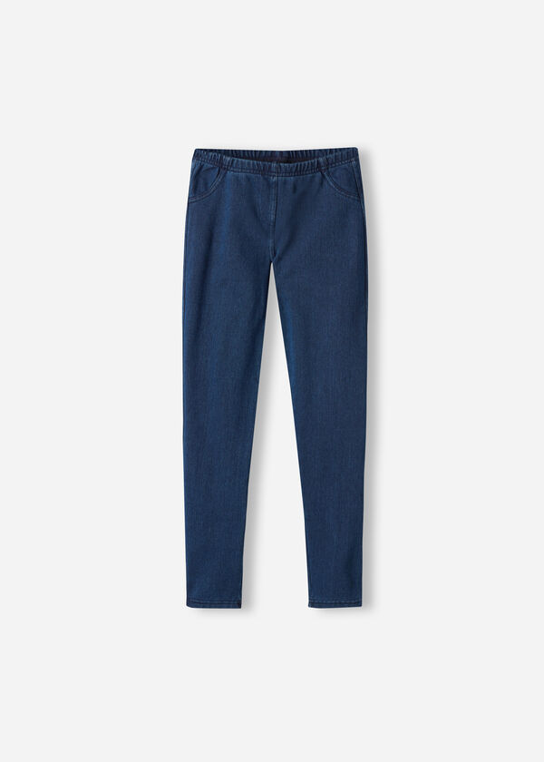 Calças legging térmicas de ganga para meninas