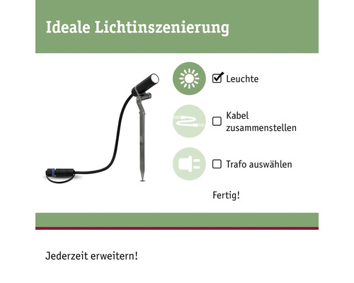 Paulmann Plug & Shine LED Spot Enkele Spot met Grondpen IP65 1.4W 90 lm 3000K Plantini antraciet 230/24V