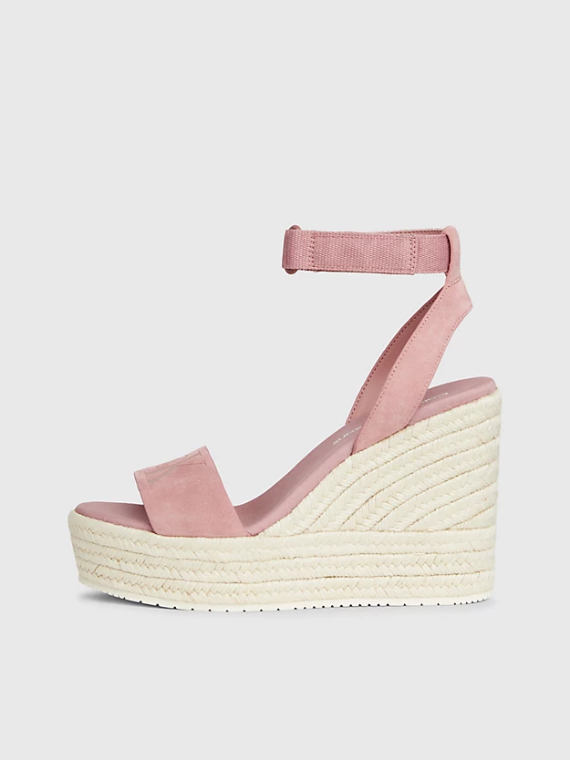 Sandálias espadrille de camurça com salto plataforma