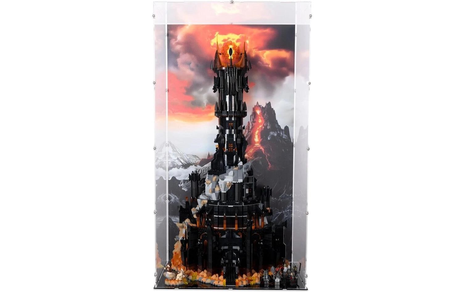 Baukasten Acryl-Display für LEGO 10333 Herr der Ringer<br>Acry-Display-Box mit Hintergrundbild für LEGO der Herr der Ringe: Barad-dûr
