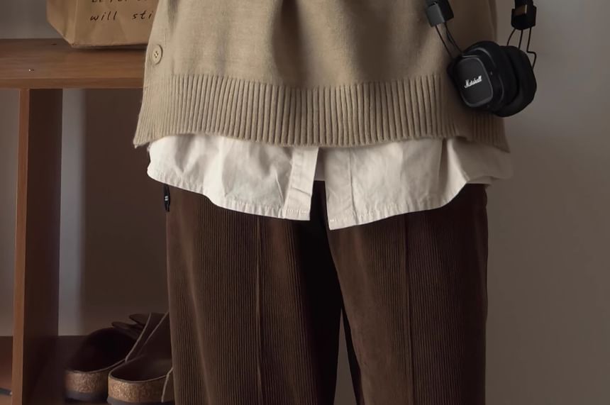 Zoslane - V-hals effen vest met knoopjes en split