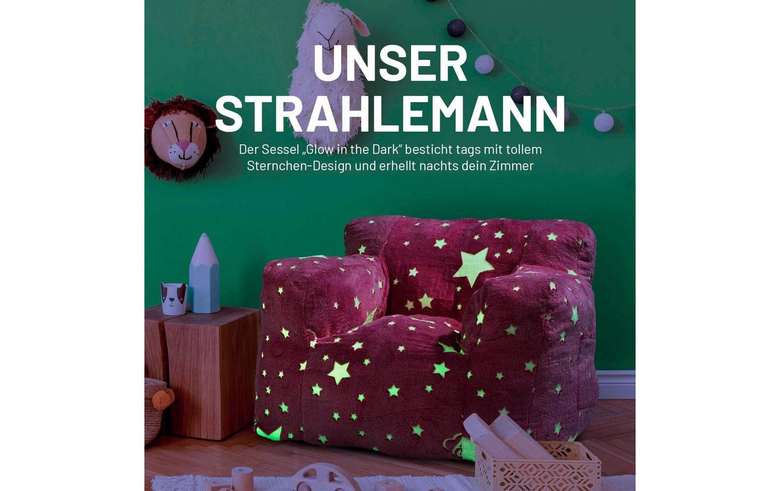 Sessel Glow in the Dark Rosa<br>Kindersessel mit leuchtendem Sternen-Design