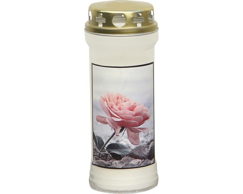 Graflicht met bloem, 17 cm hoog, wit-roze